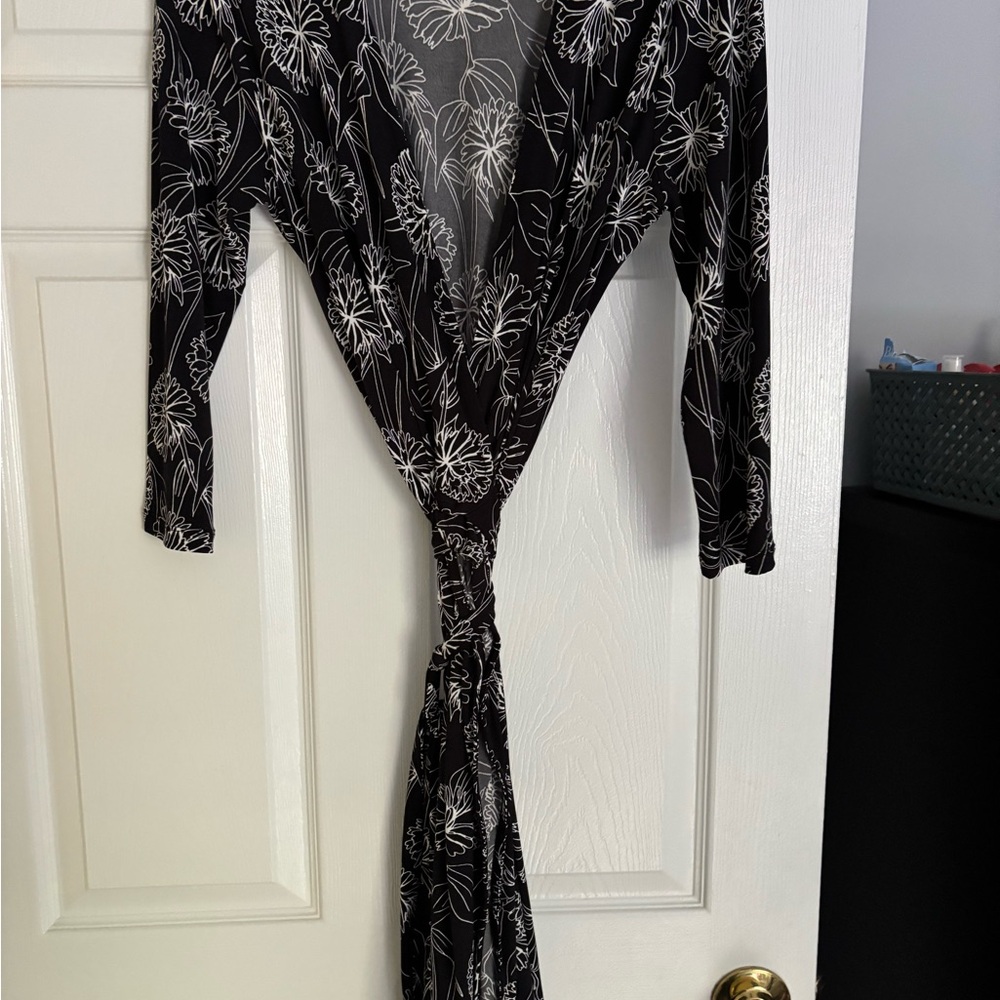 Banana Republic Monochrome Floral Wrap Dress